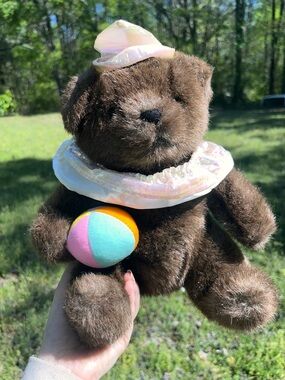 Adorable circus bear plush stuffed animal clown bear vintage